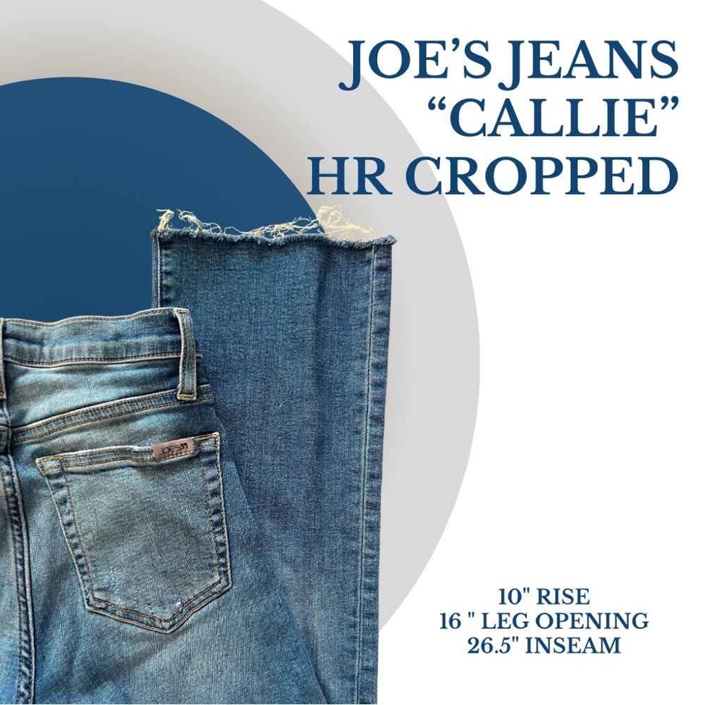 JOE’S JEANS “CALLIE” HIGH RISE CROPPED MINI BOOT LIGHTLY DISTRESSED JEANS